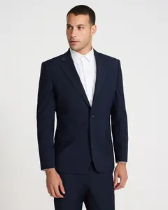 Express Slim Navy Wool-Blend Washable Modern Tech Suit Jacket
