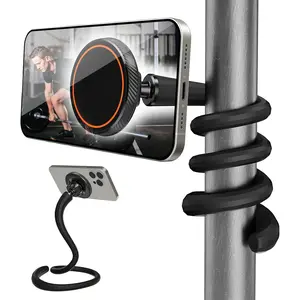 Flexible Gooseneck Phone Holder for  Magsafe, Long Arm Gym  Phone Holder for Treadmill Peloton, Portable Fitness Home Gym Accessory, Phone Mount for /Shopping/Golf Cart/Desk