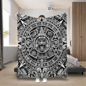 Luxurious Plush Totem Print Blanket - Cozy All-Season Fleece Throw with Vibrant, Intricate Design for Sofa, Bed, Office, Camping & Travel - Ideal Home Decor & Gift for Birthdays, Holidays