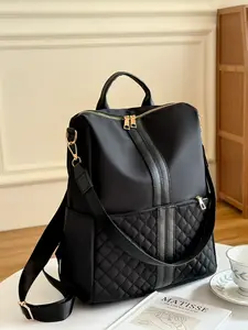 Fashion Versatile Women's Shoulder Bag with Dual Zipper Design, Portable Backpack for College Students, Perfect Bookbag Combination, Casual Lightweight Backpack