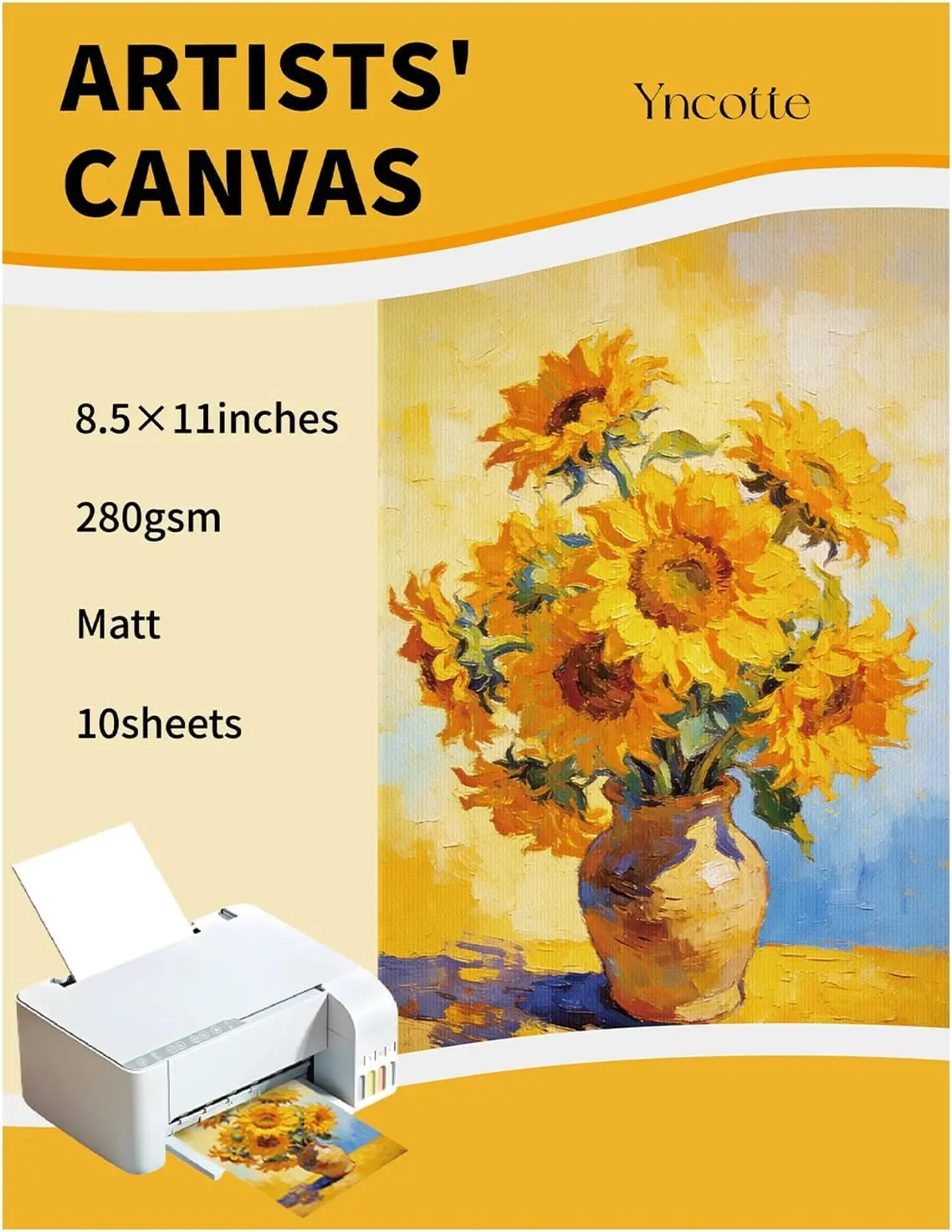 10Pcs Fabric Print Sheets for Inkjet Printers, 8.5x11" Bright White 280gsm Printable Fabric Sheets, Tear-Resistant - Print with Glossy Side for Photo Art Sketch Printing