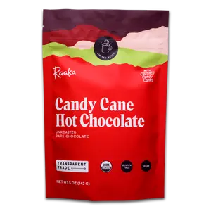 Raaka Candy Cane Hot Chocolate Powder Mix 5 oz Limited Batch with Organic Dominican Cacao 8 Servings