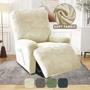 Strech Soft Recliner Cover, 1 Seater Non-slip Recliner Chair Cover, Furniture Protector, Washable Slipcover with Pockets for Living Room Office Home Decor
