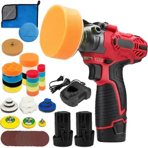 Cordless Buffer Polisher, 12V Mini Wax Buffer & Sander with 2 X 2.5Ah  & Charger, 1/2/3" Backing Plate, 40 count Polishing Pads, Variable Speed for  Detailing/Buffing/Sanding/Waxing