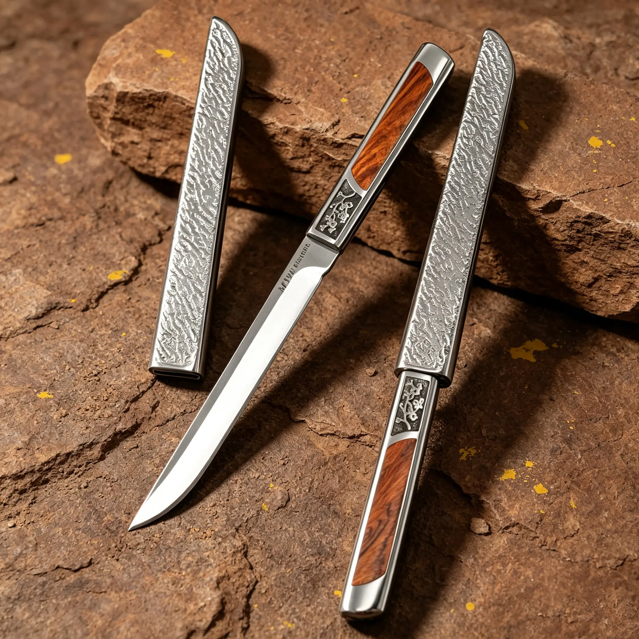 M390 High Hardness Pocket Knife With Engraved Sheath Wood Handle Portable EDC Fruit Steak Knife For Camping Outdoor