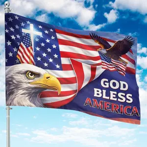 God Bless America House Flag, Christian Cross Eagle Garden Flag, 250 Years Of Freedom Garden Sign, USA Flag Patriot Independence Day Gifts