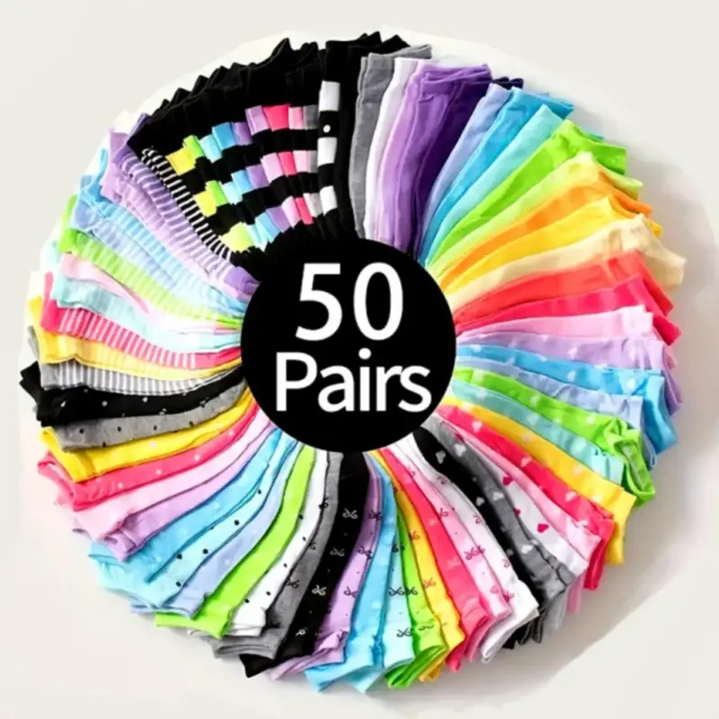 Women's Random Striped Heart Polka Dot Ankle Socks, Comfy Breathable Low Cut Socks for Daily Wear, Women Multipack Knit Mixed Color Anklets for All Seasons, Casual Comfy Socks, Knitted Socks
