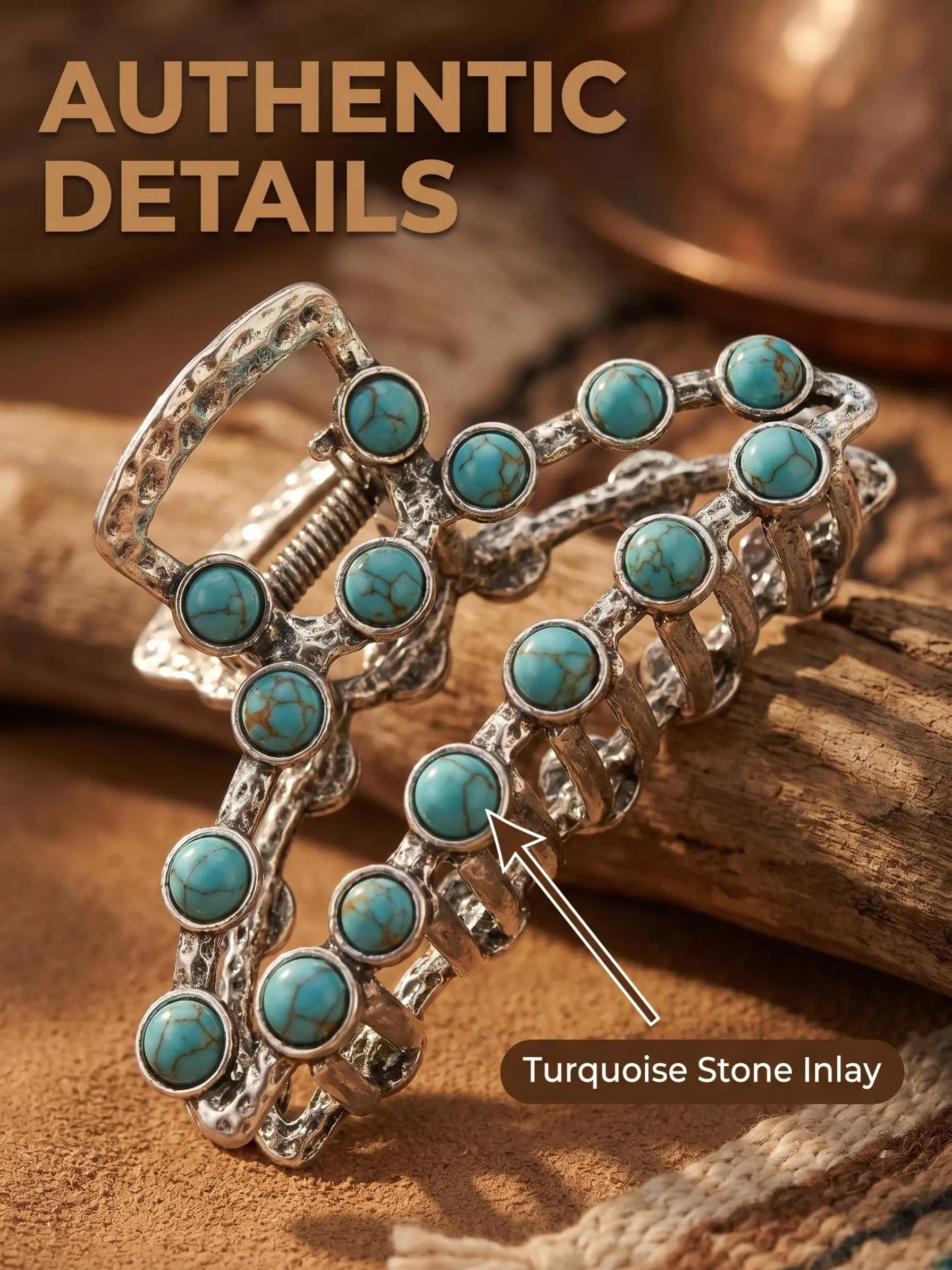 Vintage Western Style Turquoise Rhinestone Large Metal Claw Clip, Boho Cowboy Fish Clip, Silver Color &, for Thick Long Hair Women, Hair Claw Clips