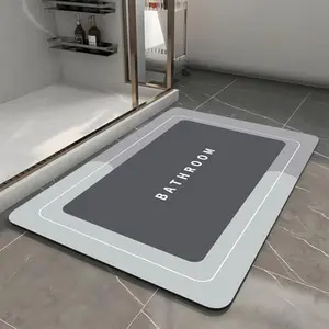 Bath Mat, Quick-Drying Non-Slip Thin Bathroom mat Super Absorbent Bath mats Rug-Bath Mats for Bathroom Floor Bathtub Grey 27.5" x15.7"