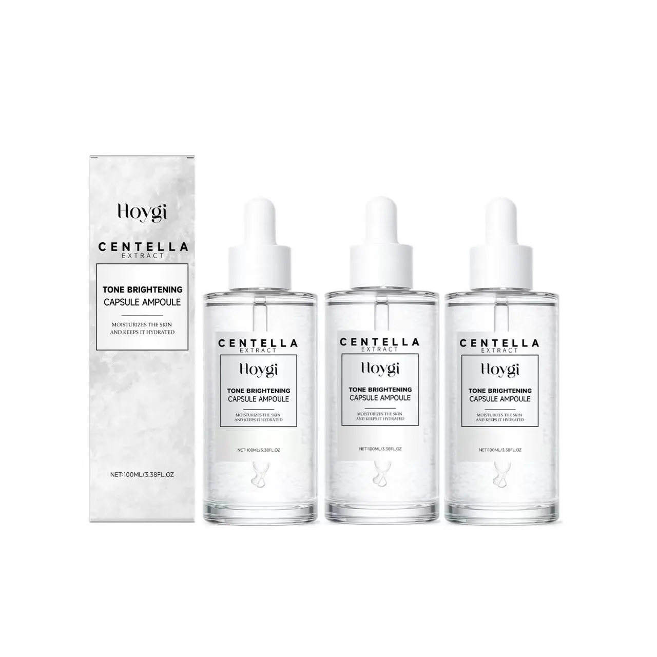 Hoygi Centella Asiatica Brightening Serum with Glycerin - Gentle Epidermal Skin Repair, Fades Dullness, Boosts Elasticity/Firmness, 3.38 oz (100ml) Daily Skincare for Radiant, Soft Supple Skin