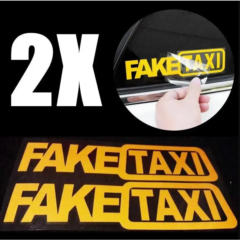 1/2pcs Car Stickers FAKE TAXI Reflective Car Sticker For VW Golf 4 Ford Focus 3 Toyota Auris Seat exeo bmw e46 Honda Car Styling