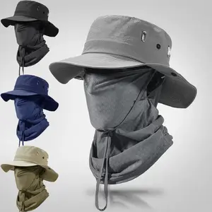 Outdoor Sun Hat for Men & Women – Wide Brim UPF Protection Fishing Hat with Neck Flap & Detachable Face Cover, Quick-Dry Breathable Mesh, Adjustable Safari Cap for Hiking, Camping & Summer Travel