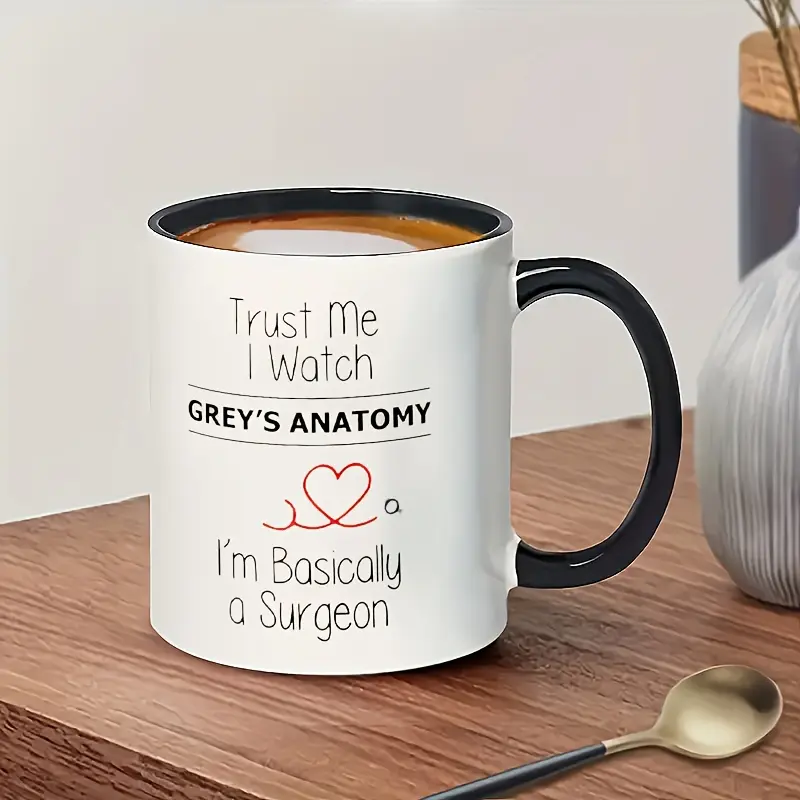 Grey's Anatomy Surgeon Ceramic Cup - 11oz Drinkware, Insulated, Washable, Dishwasher Safe, Ideal for Valentine's Day & 1 More Occasion