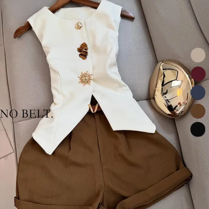 Women's Casual Sleeveless Top and Short Pants Outfit Set, Two Pieces Outfits, Perfect for Daily Wear, Comfortable and Stylish for Women, Everyday