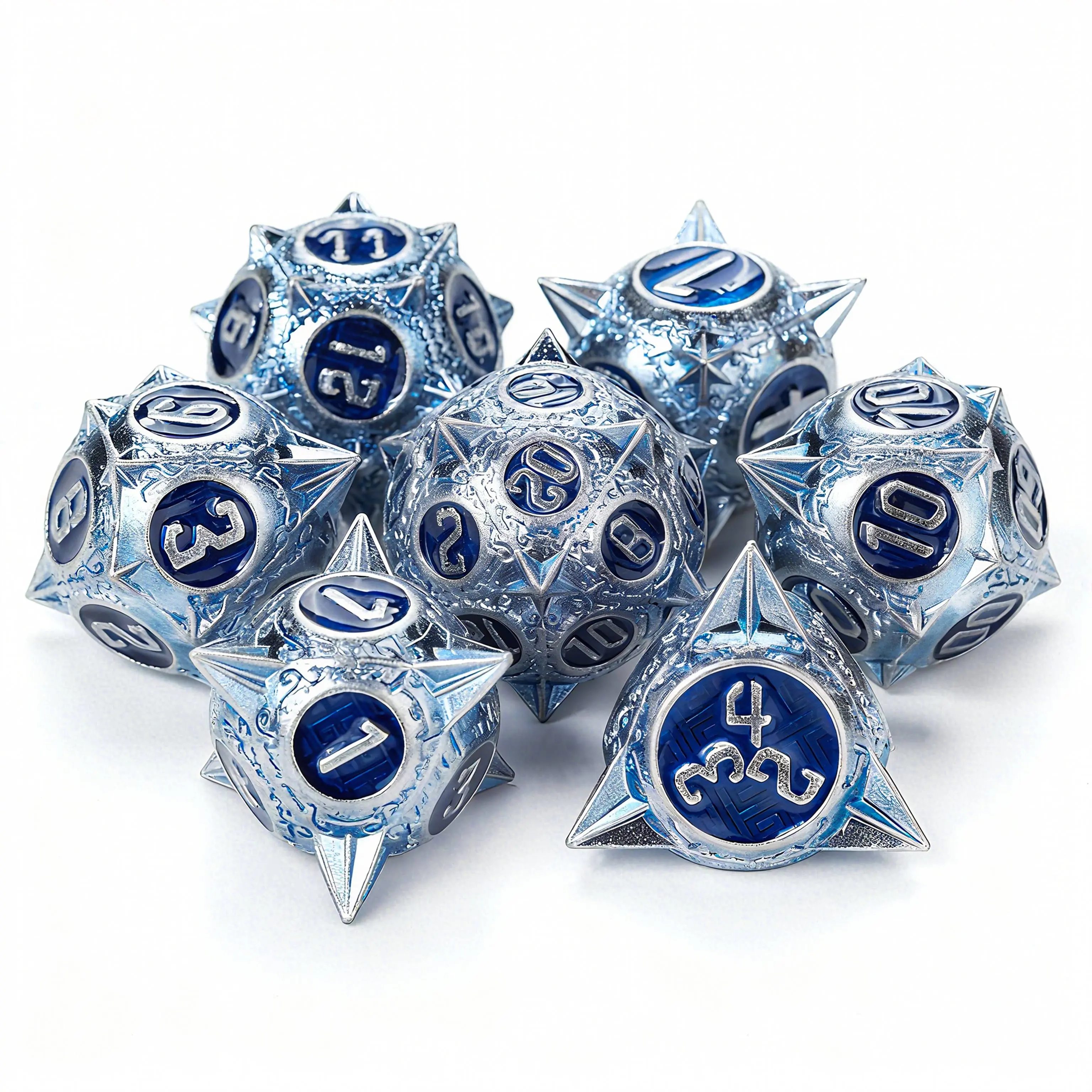 Premium Metal DND Dice Set, Heavy Metal RPG Polyhedral Dice with Unique Design, Solid Zinc Alloy Sharp Edge Dice for Dungeons & Dragons, Pathfinder Tabletop Games, Dungeon Master Gift, Dice Collector Set Collectible Fantasy