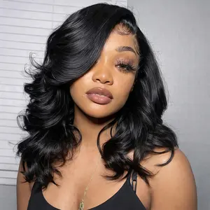 LEFGODY 13x6 HD Transparent Lace Body Wave Bob Wig – Quick and Easy Installation, Pre Bleached Knots, Pre Plucked Hairline, 12-16 inch