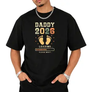 Men' Unisex' Expecting Dad 2026 Baby Announcement TShirt Daddy Loading Graphic Pregnancy Shirt Loose Fit Crew Neck Short Sleeve Tee Suitable for Spring Summer Fall Casual Gift for New Paren, PLUS SIZE
