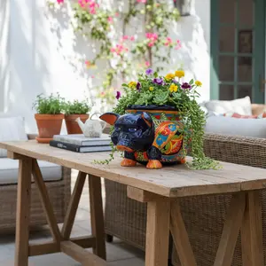 Talavera Pig Planter | Colorful Hand-Painted Mexican Animal Pot