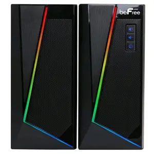 beFree Sound 2.0 Computer Gaming Speakers with LED RGB Lights Smartphone Audio Connection Usb