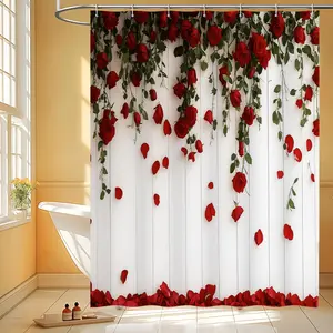 1pc Valentine's Day Bathroom Bath Shower Curtain Set with Hooks Polyester Curtain for Bathroom Accessories Home Decor