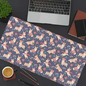 Cute Dog Mouse Pad Corgi Pup Party Large Desk Mat Office Desk Accessories With Stitched Edge Non-Slip Mousepad Rubber Base Computer Keyboard Desk Pad 35.4x15.7 Inch Table Mat for Home Office as Gift for Friends Women Men