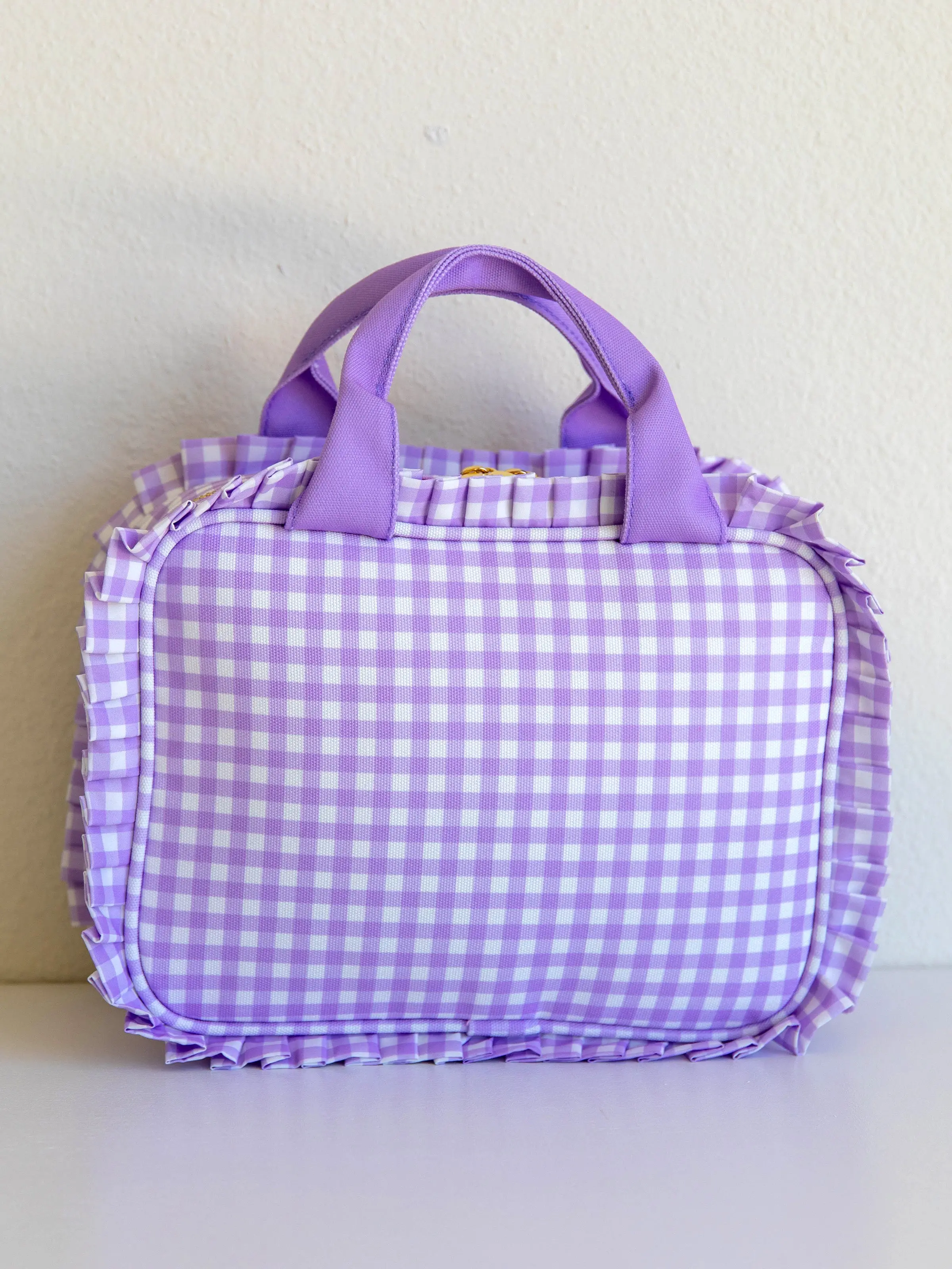 Ruffled Lunch Kit - Lavender Gingham
