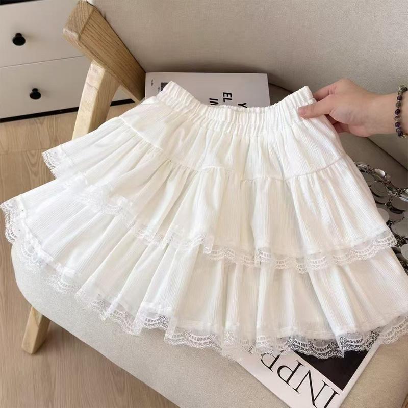 High Waist Puffy Ruffles A-Line Skirt