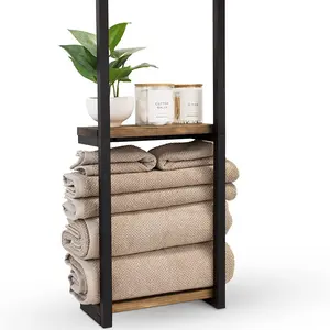 Wall Mounted Towel Storage Rack, 1 Count 2-layer Space Saving Aromatherapy Candles Holder, Home Organizer for Bathroom Bedroom Living Room