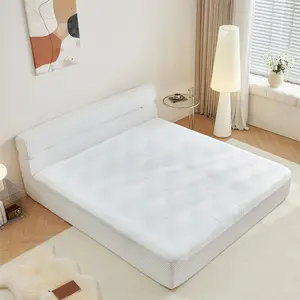 Eyisean Full/Queen/King Size Floor Bed Frame with High-Resilience Memory Foam Mattress, Modern Pressure Relief Polyester Blend Bed with Non-Slip Base, No Assembly Required, No Box Spring Required, for Bedroom