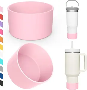 Upgrade 2PCS Protective Silicone Boot Bumper for Stanley Quencher Adventure 40oz 30oz IceFlow 20oz 30oz Tumbler, Water Bottle Bottom Sleeve Cover...