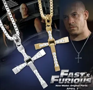Dominic Toretto's Gold Cross Alloy Necklace OR Silver Cross Alloy Necklace from Fast and Furious FAMILY Cross Chain Vin Diesel YOU PICK!