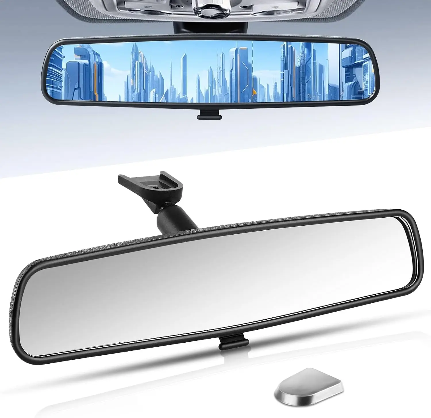 10.5 in Anti-Glare Rear View Mirror Kit - Direct-Install Universal Mount Auto Replacement Part for Buick, Chevrolet, Ford, Toyota & Select Other Cars