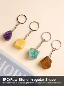 Genuine Natural Rough Stone Keychain, 9 Crystal Types, Handmade Chain, Healing Crystal Bag Accessory