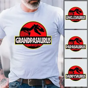 Grandpasaurus Daddysaurus Shirt, Funny Dinosaur Family Matching Tee, Custom Dino Nickname Shirt For Dad Grandpa Uncle Papa, Jurassic Inspired Fathers Day Gift, Retro Dinosaur T Shirt, Unisex Short Sleeve Tee, Crewneck Top