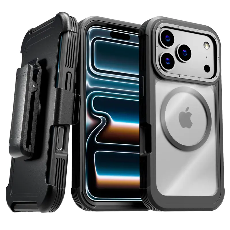 Rome Tech Defender Case for iPhone 17 Pro Max/17 Pro/17 Air Heavy-Duty Shockproof Cover with MagSafe 360° Swivel Belt Clip Holster & Kickstand Full-Body Rugged Protection
