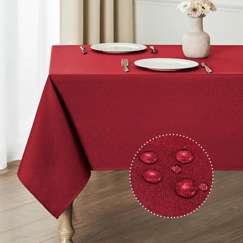 Rectangle Tablecloth Linen Textured Waterproof & Stain Resistant Table Cloth Wrinkle Free Decorative Fabric Farmhouse Table Cover for Dining/Party/Buffet/Wedding, 52 x 70 Inch, Sage Green