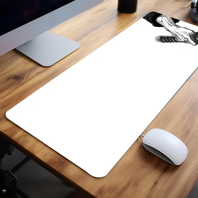 Samurai Sword Ink Sketch Design Mouse Pad, 1 Count Rectangle Gaming Mouse Pad, Non-Slip Rubber Base Stitched Edge Desk Pad for Home Office Game Desk Accessories, Desk Gadgets, Computer Desk Mat