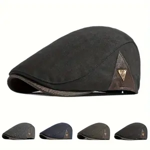 Men's side-triangle beret, stylish front cap, outdoor casual hat, suitable for autumn and winter travel, beach parties.