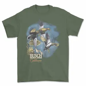 Retro Busch Beer Outdoor Military Green T-shirt Size S-3XL