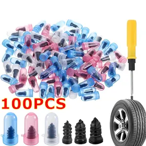 100 Pcs Tire Repair Rubber Nails, Tire Repair Screws, Vacuum Tire Repair Nails, Tire Screws, Plugs (3 Sizes) with Screwdriver Self-Service Tire Screw Plug Repair Kit Fast Tool for Tire Puncture Repair