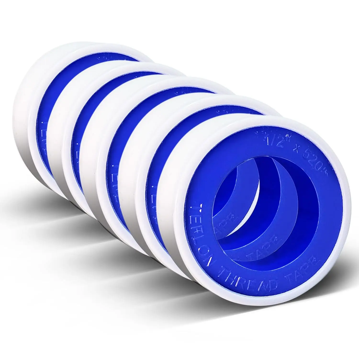5-Roll Value Pack Synthetic PTFE Teflon Thread Sealant Tape (1/2 in W x 520 in L, 1/2"x520"), Leakproof Pipe Sealing Tape for Home Plumbers, User-Friendly, Low-Temperature Resistant