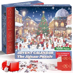 Christmas 1008 Pieces Puzzle Advent Calendar, 24 Days of Christmas Countdown Calendar for Teenagers, Girls, Boys, Cool Gifts for Dads, Mums, Women, Men who have everything, Party Gifts, Unique Creations,family time,Winter Decoration