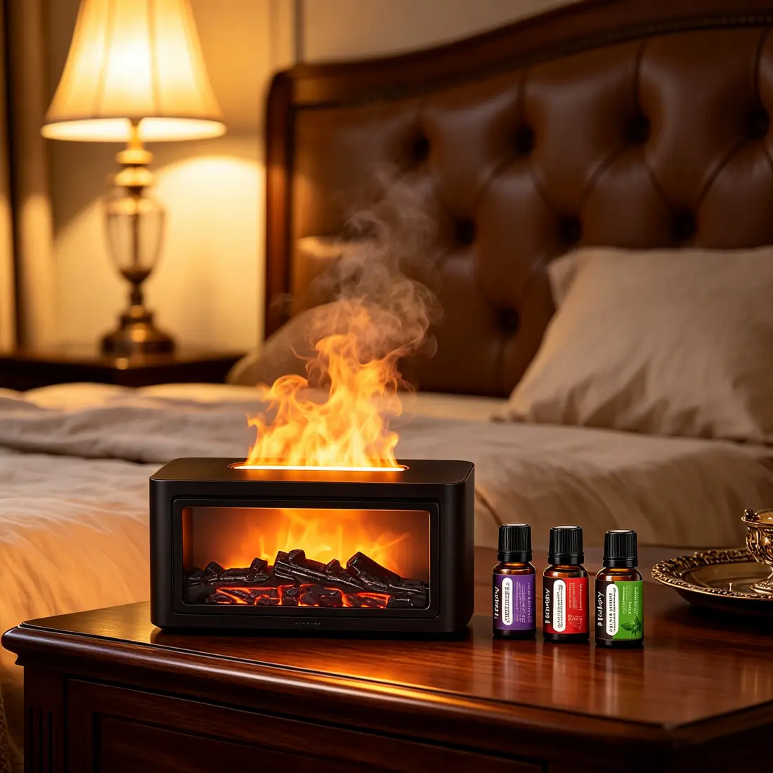 Upgraded Fireplace Diffuser Flame Humidifier Bedroom Lasting Fragrance Simulated Aromatherapy Household