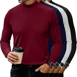 Neer 4 Pack Men's Mock Neck Shirts, Long Sleeve Turtleneck Pullover Tops Slim Fit Casual T Shirts Lightweight Basic Sweaters