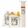 Eco-Friendly Reusable Natural Beeswax Linen Cotton Bread Bag Set 3-Pack - 2x Large 13x17in Sourdough Keepers, Large/Extra Long 26in Pull-Tight Closure Linen Baguette Bag, Freezer Safe, Store Nuts & Produce Too, Gift