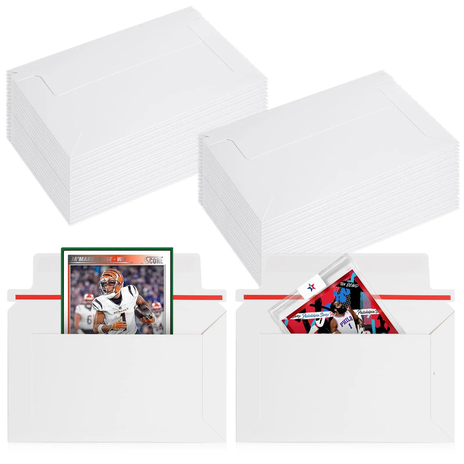 100 Pack Card Shipping Envelopes, 7 x 4.35 Inches Trading Cards Self Adhesive Mailers, Trading Card Envelopes, Perfect Sized Shipping Envelope for Mailing Semi Rigid and Toploaders, Protector Supplies