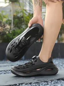 Men's Summer Outdoor Sandals, Thick Sole Durable Hiking Water Shoes, Rotating Buckle Design, Lightweight Breathable Hole Shoes, Trekking Camping Shoes