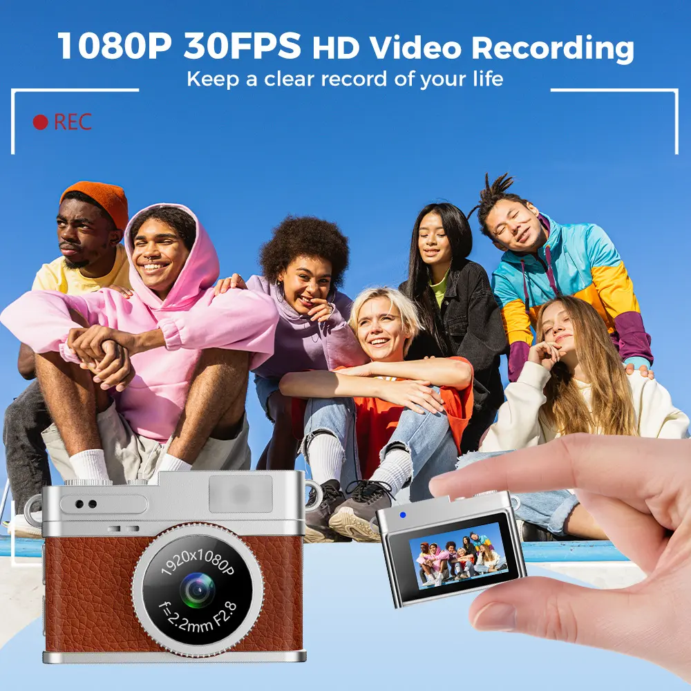 【Free SD Card】Mini Keychain Digital Camera – Mini Gadgets Y2K Pocket-Size USB Rechargeable 1080P HD Point & Shoot with Flash, 0.96" Screen, Retro Vlog Device for Travel, Parties, Teens