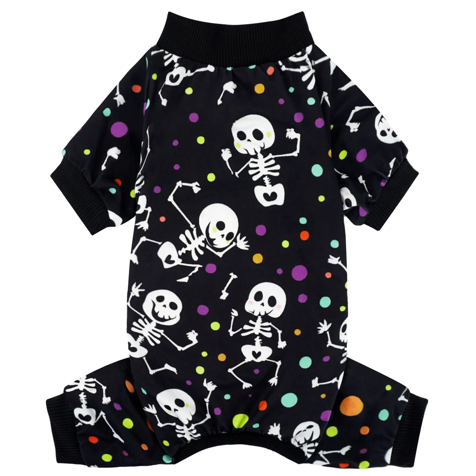 XPUDAC Stylish Halloween Skull & Ghost Pet Clothing - Soft Stretchy Machine Washable Dog Pajamas, Dog Onesie, Cat Jumpsuits for Animals