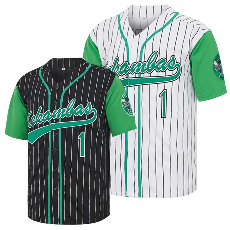 Men's Jarius "G-Baby" Evans #1 Embroidered Logo Classic Movie-Inspired Short Sleeve Baseball Jersey - Jekambas White-Black Striped, S-3XL Sizes, Machine Washable, Cold Wash Only, Do Not Dry Clean, Outdoor Events Sportswear, Versatile American Outfits Gift